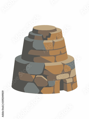 Ancient Stone Structure with Terraced Levels and Small Entrance