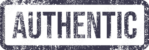 Foto Authentic word printed in a bold sans serif font encased within a rectangular bo