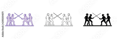 Fotografía Fencing icons showing a duel between athletes in different styles