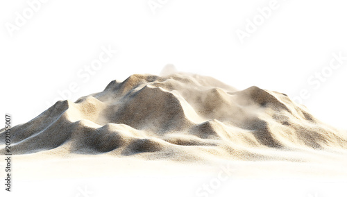 A detailed 3d model of a beige sand dune featuring sharp ridges and soft slopes, isolated on a plain background, for desert landscape, png. ai generated isolated on a transparent background