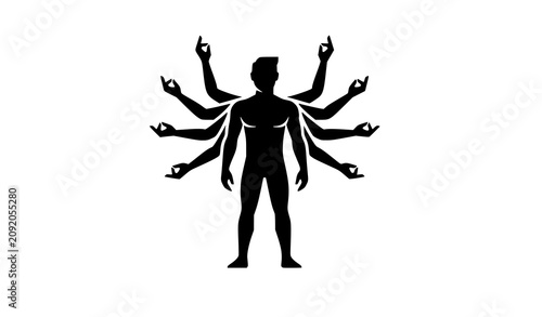 Konstfotografi Multi armed silhouette symbol of power divinity and capability