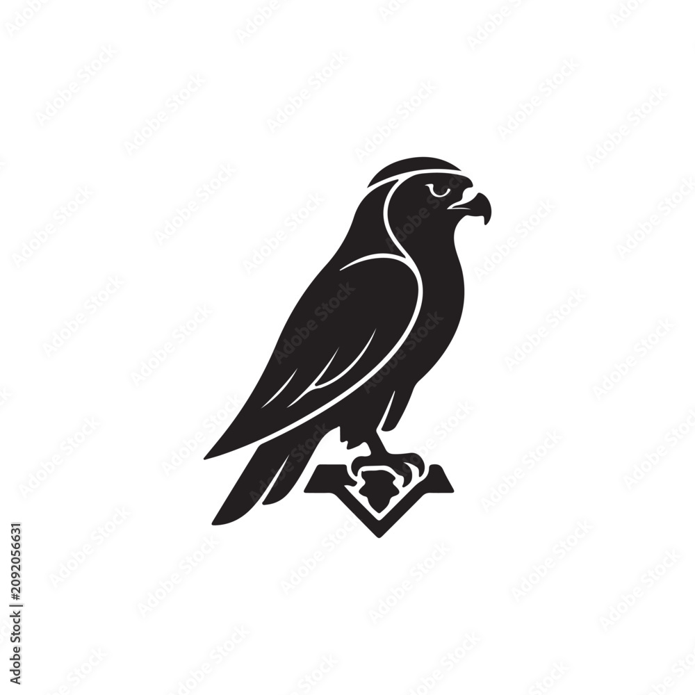 Fototapeta premium Arabic hawk silhouette icon vector flat design on white background.