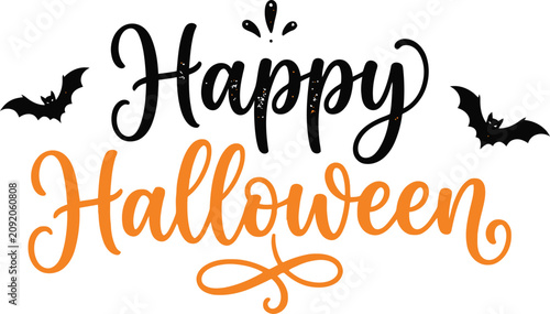 Halloween greeting with bats, Happy Halloween text