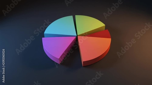 Animated Colorful Pie Chart Representing Business Analytics and Financial Statistics
