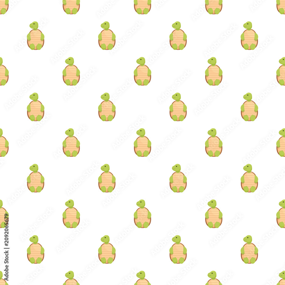 Fototapeta premium Repeating cute cartoon turtles creating a seamless pattern