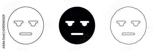 Bild auf Leinwand Three minimalist emoji faces showing boredom or indifference with simple line ar