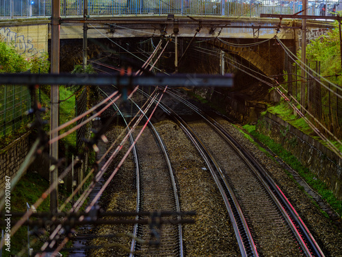 Canvastavla Voies ferrées passant sous un pont
