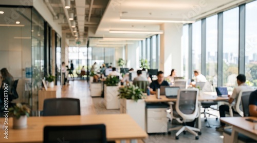 Modern office space bright blurred view banner website background
