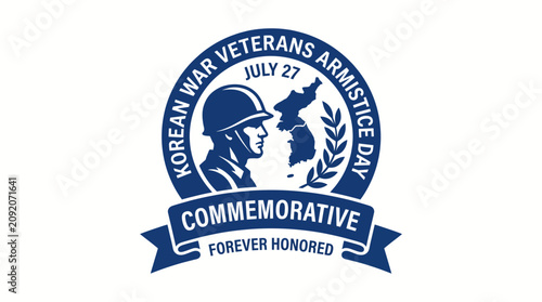Obraz na płótnie Korean War Veterans Armistice Day Commemorative Ribbon Badge Silhouette Scene Ve