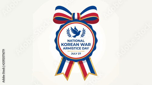Obraz na płótnie Commemorative Ribbon Badge Emblem Illustration, National Korean War Armistice Da