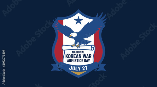 Obraz na plátně Patriotic Eagle Emblem Badge Silhouette Scene Illustration, National Korean War