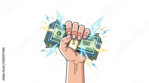 Hand holding a bunch of money.