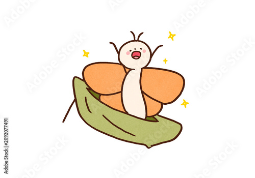 Tablou pe pânză Butterfly emerging from a chrysalis yawning and stretching, eclosion or new self