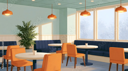 Discover the Inviting Atmosphere of This Modern Cafe: A Cozy Retreat Embracing Comfortable Seating and Lush Greenery for Perfect Moments with Friends and a Refreshing Beverage