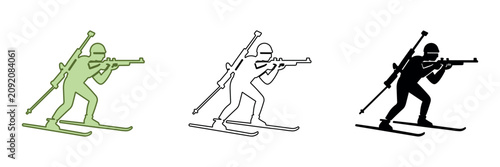 Принти на полотні Biathlon athlete icon with rifle and skis, representing winter sport and precisi