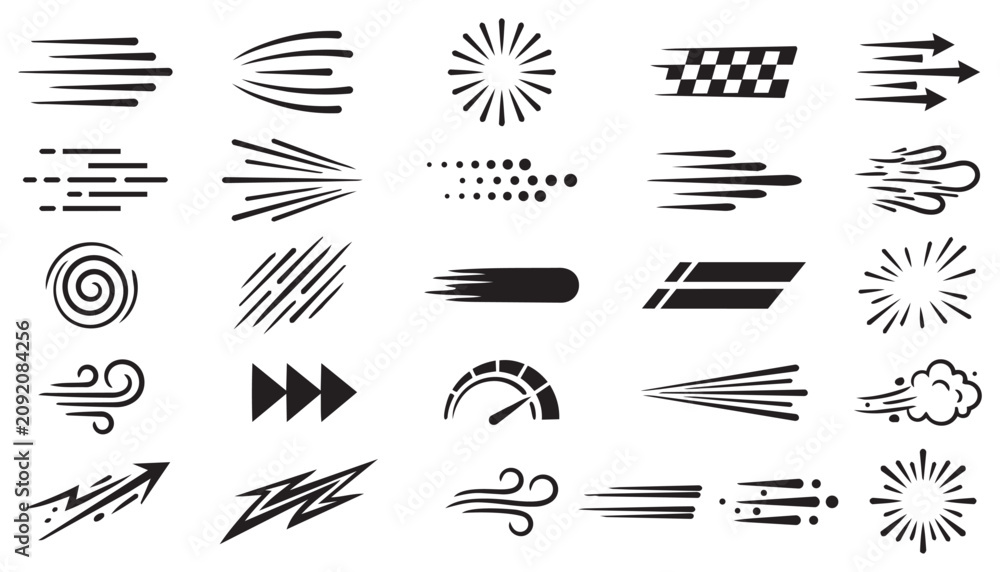 Fototapeta premium Hand Drawn Speed Lines Set Vector Design Art
