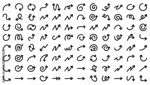 Hand Drawn Arrow Symbol Set Vector Design Art