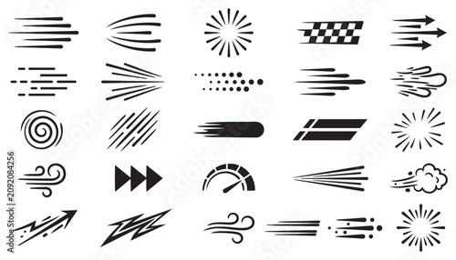 Hand Drawn Speed Lines Set Vector Design Art