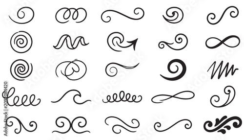 Decorative Swirl Element Set Vector Design Art