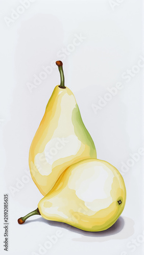Ripe yellow pears on a clean white background
