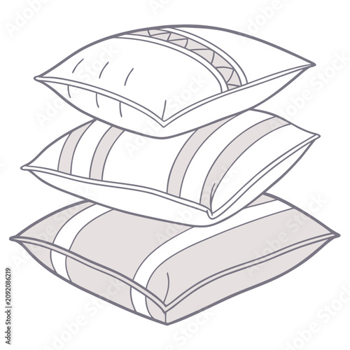 Fotografía Three pillows with different patterns and textures stacked on top of each other