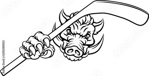 Photography Boar Wild Hog Razorback Warthog Pig Hockey Mascot