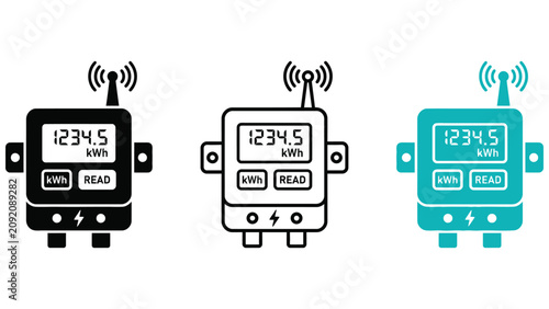 Принти на полотні Electricity meter icons with signal and kilowatt hour display