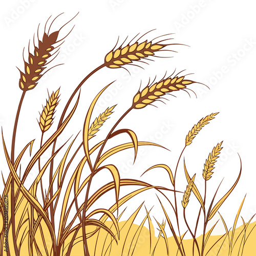 Konstfotografi Artistic of golden wheat stalks swaying in a breeze, featuring detailed grain ea