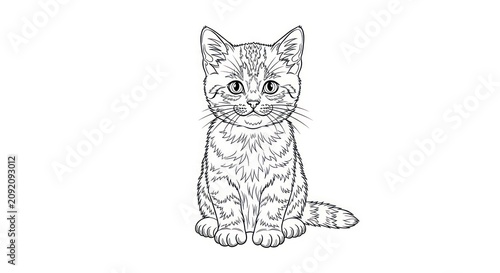 Cute Cartoon Cat Sitting Alone.