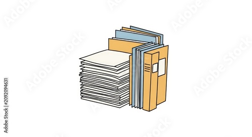 Stack of files and folders organized.