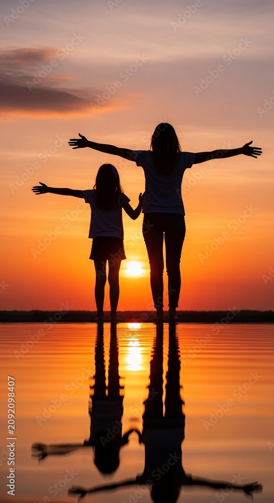 Fototapeta premium Horizon's Embrace: Silhouettes of Love