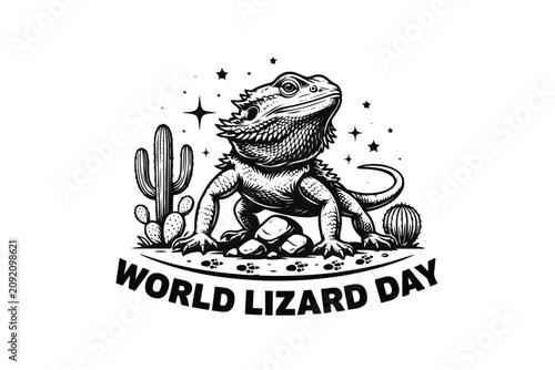 Tableau sur toile WORLD LIZARD DAY vector illustration isolated on white background