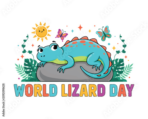 Photos WORLD LIZARD DAY vector illustration isolated on white background