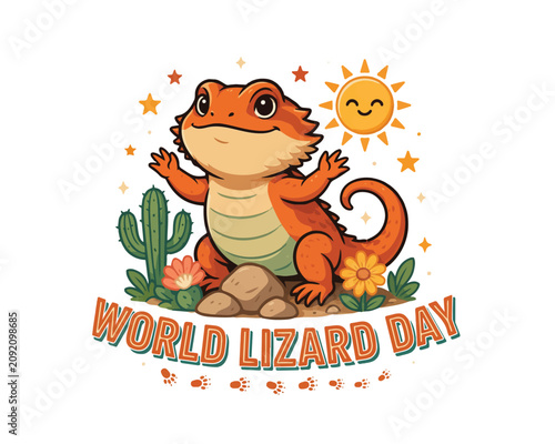 Tableau sur toile World Lizard Day Vector Illustration, Reptile Wildlife Awareness Design
