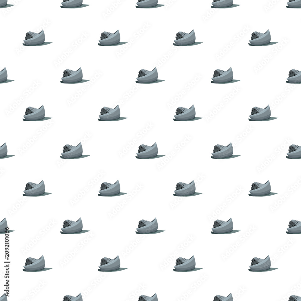 Fototapeta premium Cartoon warships creating a seamless pattern on a white background