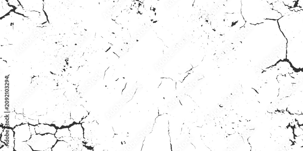 Naklejka premium Distressed concrete surface texture background with dramatic grunge cracks, black and white vintage of cracked,