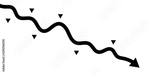 Fotografía Dynamic wavy black line with arrow and triangular markers, illustrating a comple