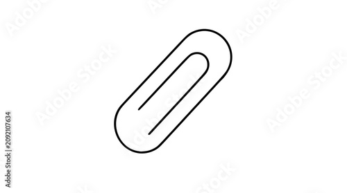 Simple paperclip vector icon with smooth hand-traced black outline, minimalist office attachment symbol for documents, stationery, file organization, business templates, and clean scalable SVG design