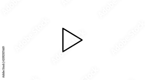 Minimalist play triangle button vector icon, hand-drawn outline media control symbol for video player, streaming interface, podcast app, presentation slide, web UI, and scalable SVG design