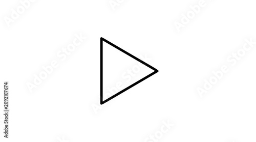 Minimal play triangle button vector icon illustration with bold black outline, media start symbol for video players, streaming apps, audio controls, web interfaces, entertainment and digital UI design
