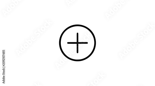 Plus inside circle vector icon illustration with bold black outline, centered addition cross, and clean hand-traced minimalist style for user interface, medical, create, add, or expand actions