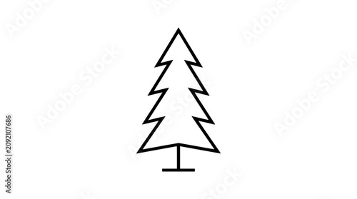 Bold hand-drawn pine tree vector icon illustration with clean black outline, evergreen conifer silhouette for forest, nature, winter holiday, camping, ecology, outdoor branding and seasonal design