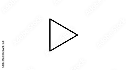 Minimal play triangle button vector icon illustration with bold black outline, media start symbol for video players, streaming apps, audio controls, web interfaces, entertainment and digital UI design