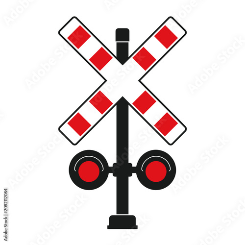 Classic Railroad Crossing Sign with Red and White Stripes.