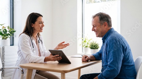 Doctor Consulting with Patient During Routine Medical Appointment in Modern Clinic