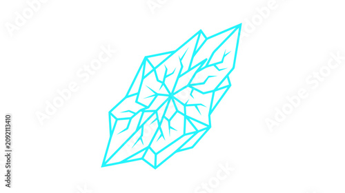 Canvastavla Geometric Crystal Formation, Abstract Design, Blue Ice Art