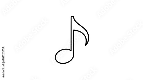 Fényképezés Minimal music note vector icon in clean black outline, hand-drawn scalable illus