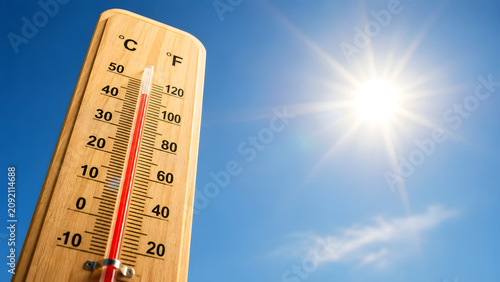 Thermometer Under Blazing Summer Sun