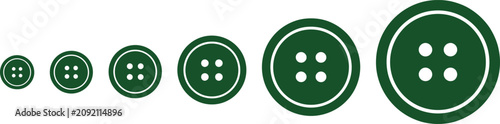Fotografía Set of green sewing buttons in graduating sizes with fastener clothing tailoring