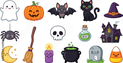 Foto Halloween themed cartoon stickers